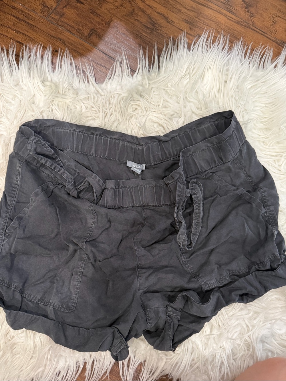 S aerie Charcoal Drawstring Athletic Shorts